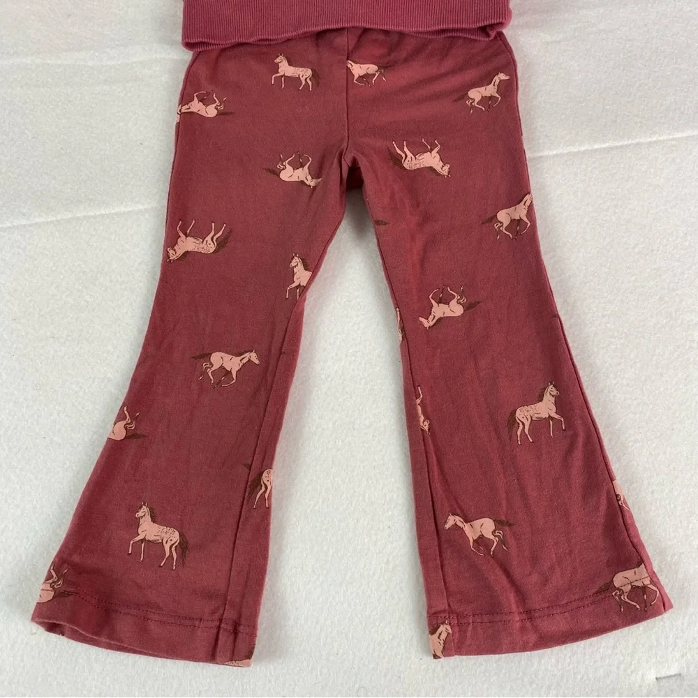 Carter's Burgundy Quilted Sweatshirt & Flare leg Pull on Toddler Girls Size 18m